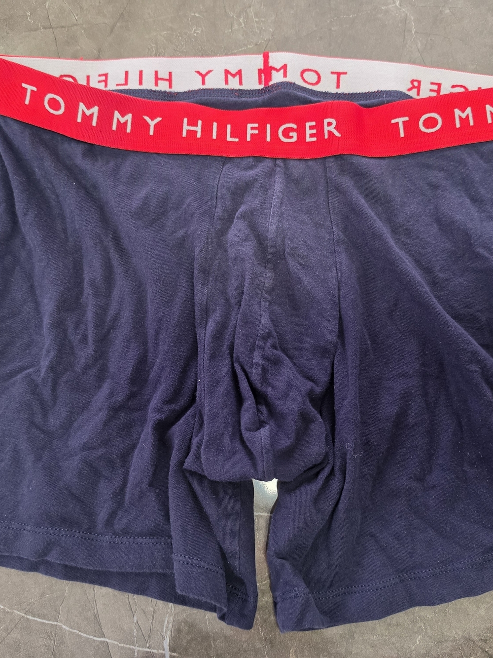 Tommy Hilfiger Navy Boxer Briefs with Red Logo Waistband